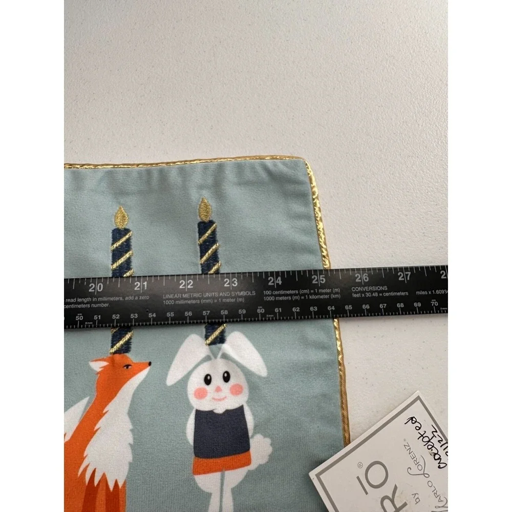 Thro‎ Marlo Lorenz pillow case Woodland Animal Hanukkah Embroidered Velvet Fox
